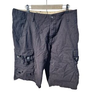 Plugg Mens Cargo Shorts Black Size 36 Cotton Multi Pocket Utility Casual Outdoor